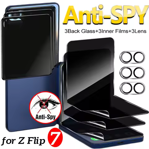 Anti-Spy Back Tempered Glass Lens Cover for Samsung Galaxy Z Flip 7 Privacy Hydrogel Protectve Film 