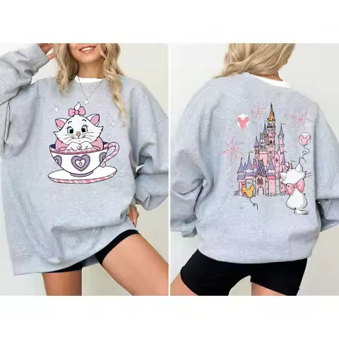 Disney Marie Cat Sweatshirt Magic Kingdom Sweatshirt, Disney Cat Sweatshirt Disney Castle Sweatshirt