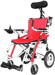 Fashionable Simplicity Electric Wheelchair Super Lightweight Foldable Power Mobility Aid Wheelchair Weight Only 28.6Lbs Support 220 Lbs Heavy Duty Portable (With Headrest) (With Headrest) (Color : Wi