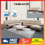 Nabucco N1703 Zonnas 7 Seater Coner Sofa [Free Full Sliding Function][Cow Leather,Fabric,Velvet,Casa Leather]