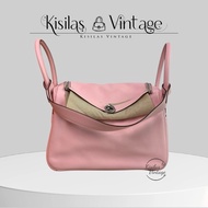 HERMES Lindy30 櫻花粉銀扣