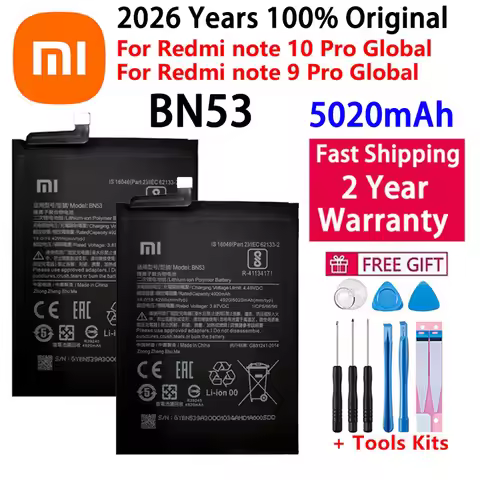 100% Original 5020mAh BN53 Battery for Xiaomi Redmi note 10 Pro global / note 9 Pro global replaceme