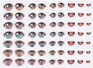 PH PandaHall 63pcs 3D Cartoon Eyes Stickers 3 Sizes Anime Eyes Mouth Pasters Cute Eyes Stickers Adhe