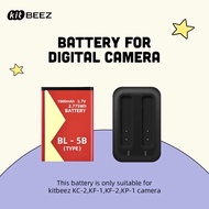 【For KP-1/KC-2/KF-1/KF-2 Camera】KiTBEEZ BL-5B Lithium Battery 1000mAh & Charging Dock for Digital Ca