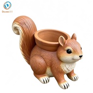 [Jzvphq] Squirrel Resin Planter Animal Figurine Pot Decorative Miniature Ornament for Garden Yard Sh