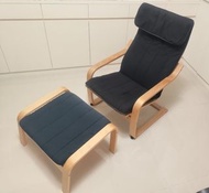 《 IKEA 》 POÄNG 扶手椅 含椅凳 椅腳凳 凳子 樺木 黑色 休閒椅 椅子 單人 沙發 搖椅 躺椅