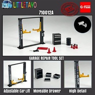 G-Fans Model Scale 64 ACCESORIES GARAGE REPAIR TOOL TWO POSTLIFT HOTWHEELS RWB SET B 710012A DIECAST