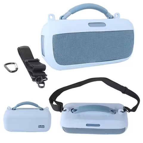Silicone Case Cover with Shoulder Strap Protective Skin Sleeve Portable Speaker Case for Bose SoundL