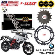 BMW 700cc F700GS Full Set Regina Black Dual Chain 525 ZRA Steel Sprocket Sets