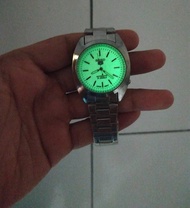 Seiko 5 Automatic SILVER Luminous Glow in the Dark Japan Movement for Men
