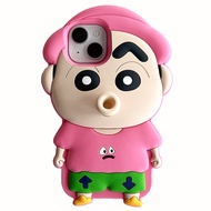 3D Pout Crayon Shin-Chan ตลกขาตั้งที่วางสร้างสรรค์เข้ากันได้กับ iPhone 15 14 13 12 Pro Max 11 15pro 