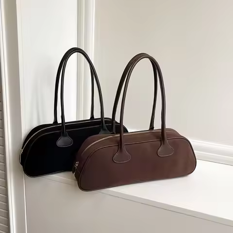 2026 Rectangular Baguette Bag for Women Trend Zipper Underarm Shoulder Bag Vintage 90s Retro Elegant