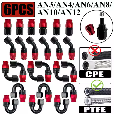 6X 3AN 4AN 6AN 8AN 10AN E85 PTFE Oil Fuel Line Hose Swivel End Fittings Adapter Cooling Pipe Connect