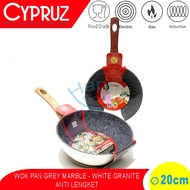 CYPRUZ 20CM WOK PAN | MARBLE GRANITE INDUCTION NON-STICK FRYING PAN