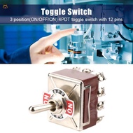 INTOONE ​​3 Position Switch​​, 4PDT 12 Pin Rocker Switch ON//ON Three-position Rocker Control Heavy 