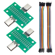 minidodoca 2 Pcs USB 3.1 Type-C Male to Female Test Board with PCB Board 24 Pins 2.54 mm Double-Side