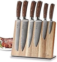 WAKOLI Edib – Set of 6 Damask Knives - Sharp Blades 8 to 20.5 cm, Premium Set of Kitchen Knives in D