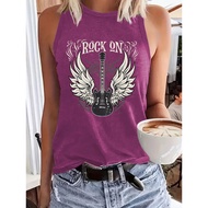 Wholesale Rock Print Large Vest - Guitar Soft Material