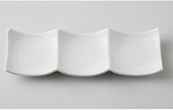 White Porcelain Duke 3-Piece Plate, 10.8 x 3.3 x 1.2 inches (25.2 x 8.4 x 3 cm), 10.6 oz (311 g), Di