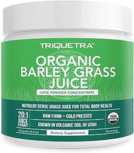 Triquetra Health Organic Barley Grass Juice Powder - Grown in Volcanic Soil of Utah - Raw &amp; BioActive Form, Cold-Pressed Then CO2 Dried - Complements Wheatgrass Juice Powder - 5.3 oz