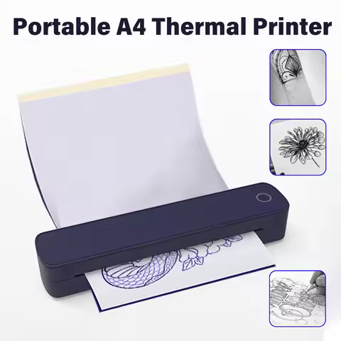 Portable A4 Mini Thermal Printer A4 Paper Picture Tattoo Transfer Printer Inkless Bluetooth Printing