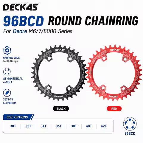 Deckas Round Chainring 96bcd Asymmetric for M6000 M8000 M7000 M9000 M5100 MTB Mountain Bike ChainWhe