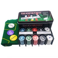 Set of 200 Plastic Poker Chips with Numbers (Poker Chips) with Blackjack Mat Poker Chip Set