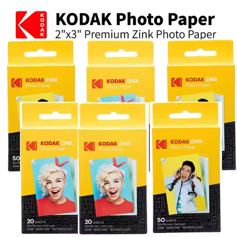 New Genuine Kodak Zink Photo Paper 2"x3"Premium 20-100 Sheets Compatible with Kodak Smile, Kodak Ste