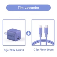 Bộ Sạc nhanh Anker PowerPort Nano 20W A2633 + Cáp Powerline III Flow A8662 Xanh Mint Tím Lavender