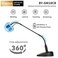 BOYA BY-GM18CB เดสก์ท็อป18 "Gooseneck ไมโครโฟนคอนเดนเซอร์คาร์ดิออยด์ Built-In ชุดสัญญาณไฟ LED สำหรับการบรรยายการประชุมวิดีโอการประชุม