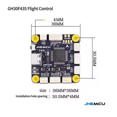 JHEMCU F435 Flight Controller GF30F435 ICM-42688-P 3-6S AT32 TYPE-C For TBS CRSF SBUS IBUS DSM-2 DSM