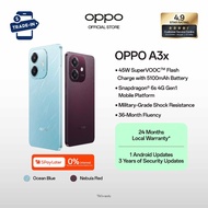 OPPO A3x 8(4+4GB) + 128GB / 45W SUPERVOOC / Snapdragon6s Gen 1/ IP54 Splash Touch / 2 Years Local Wa