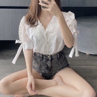 Tight Floral Embroidered Openwork Clothes With Bow Sleeves [BG-202]