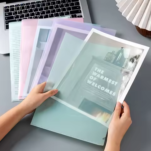 8pcs Acrylic L-Shaped File Envelopes for A4 Documents - Clear and Sturdy Document Holder Set for Off