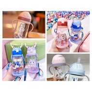Kids Water Bottle Drinking Straw Strap 250ml/350ml/600ml