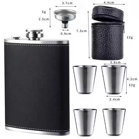 8oz Stainless SteelHip Flask with cup pen Funnel set Pocket Hip Flask gift package Alcohol Whiskey H