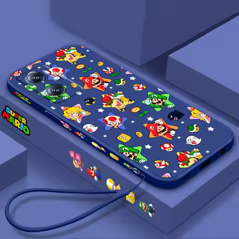 S-Super M-Marios B-Bros Cute Liquid Left Rope For OPPO Find X6 X5 X3 A98 A96 A94 A93 A77 A76 A74 A72