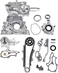 Flynsu Engine Timing Cover Water Pump Oil Pump Timing Chain Kit Replacement for 1985-1995 Toyota 4Ru