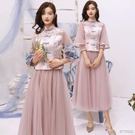 wedding dress for ninang♤∋Bridesmaid dress Chinese style pink Chinese style wedding sisters group dr