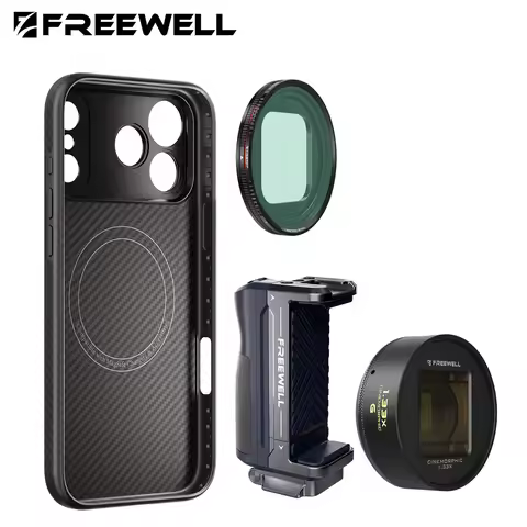 Freewell Mobile Photography Kit Selfie stick 1.33x Gold Anamorphic Lens and VND Filter for iPhone 17