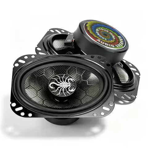 XPIAA 2pcs 4x6 Speakers 450W Peak 2 Way Car Coaxial Speakers 4Ohm Honeycomb-Weave Carbon Fiber Cone 