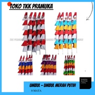 MERAH Red and white pennants with 8 waves