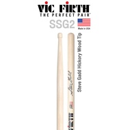 Vic Firth® SSG2 ไม้กลอง Steve Gadd หัวไม้ ( Steve Gadd Hickory Wood Tip Drumsticks ) ** Made in USA 