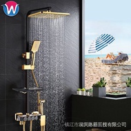 Copper Shower Head Black Gold Shower Set Household Bathroom Shower Set NVUX