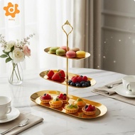 [utruiut0k] Multi Tier Serving Tray Three Tier Stainless Steel Pastry Stand Display for Desserts Aft
