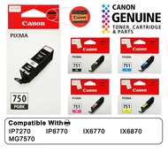 Canon PGBK750 | PGBK-750 | CLI-751 | CLI751 Ink Cartridge for iP7270 iP8770 iX6770 iX6870 MG7570 Printer