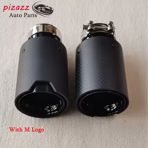 One Pcs Car Universal Matte Carbon Exhaust Pipe For BMW M2 M3 M4 M5 M Performance Black Stainless Mu