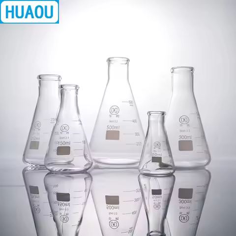 HUAOU 25/50/100mL Erlenmeyer Flask Borosilicate 3.3 Glass Conical Triangle Flask Laboratory Chemistr