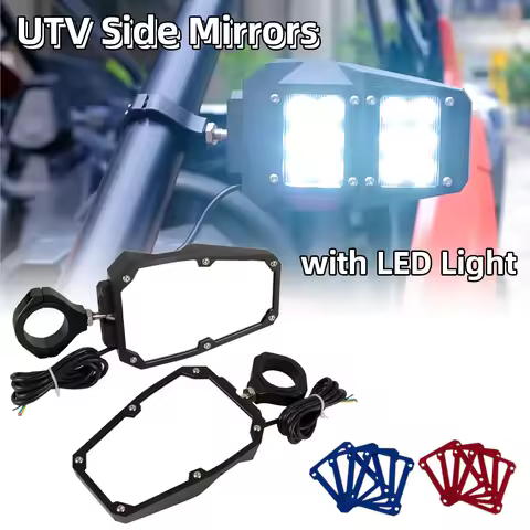 UTV Side Mirrors with LED Light for Polaris RZR XP 1000 Yamaha Rhino Honda Pioneer Talon Kawasaki Te