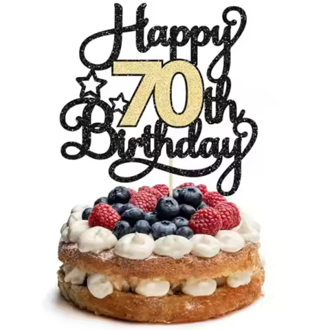 1Pc Happy 70th Birthday Cake Topper Glitter Cheers to 70 Years Cake Topper 70 Fabulous Cake Decorati